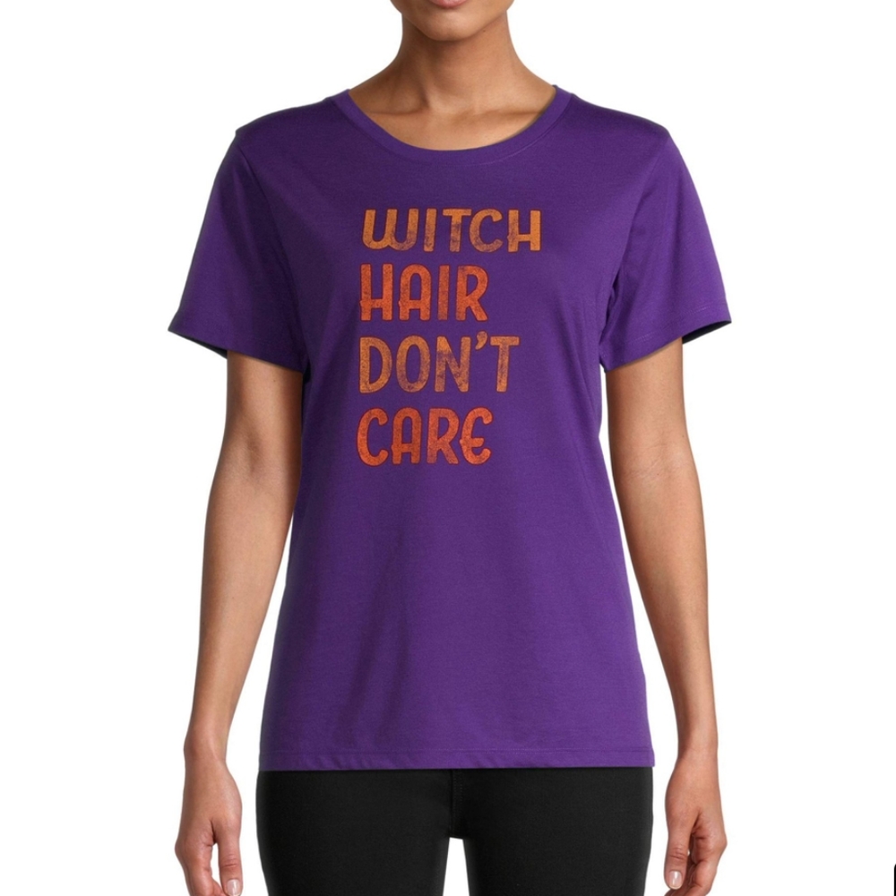 Witch hair don't care short sleeve t-shirt plus 2x